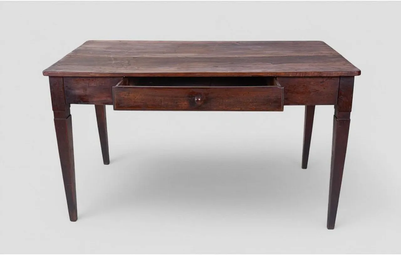 Rustic walnut worktable with central drawer, 1950s 6