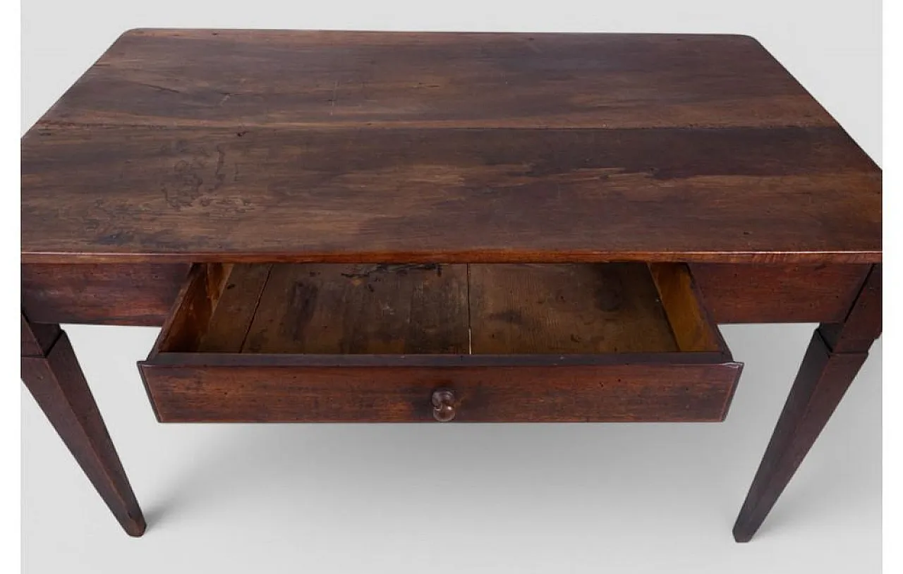 Rustic walnut worktable with central drawer, 1950s 7