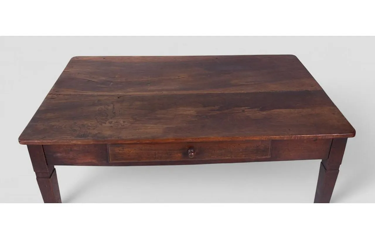 Rustic walnut worktable with central drawer, 1950s 8