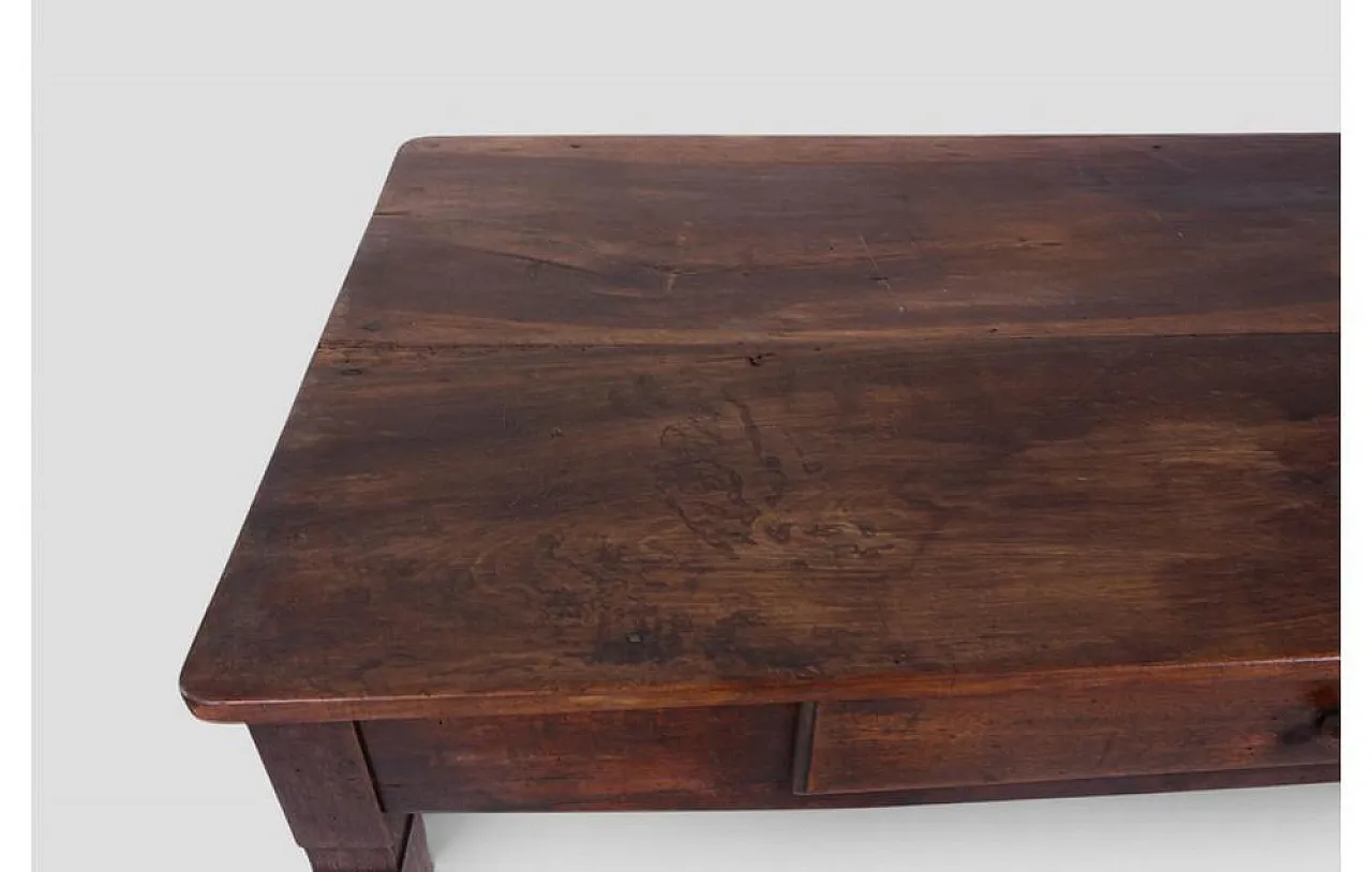 Rustic walnut worktable with central drawer, 1950s 10