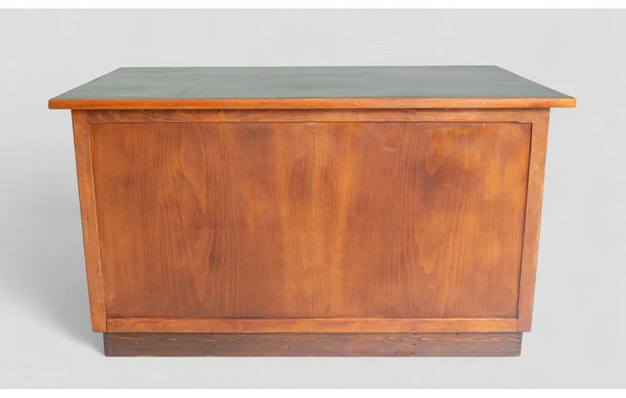 Scrivania ministeriale in legno con ripiano in similpelle verde, '900 6