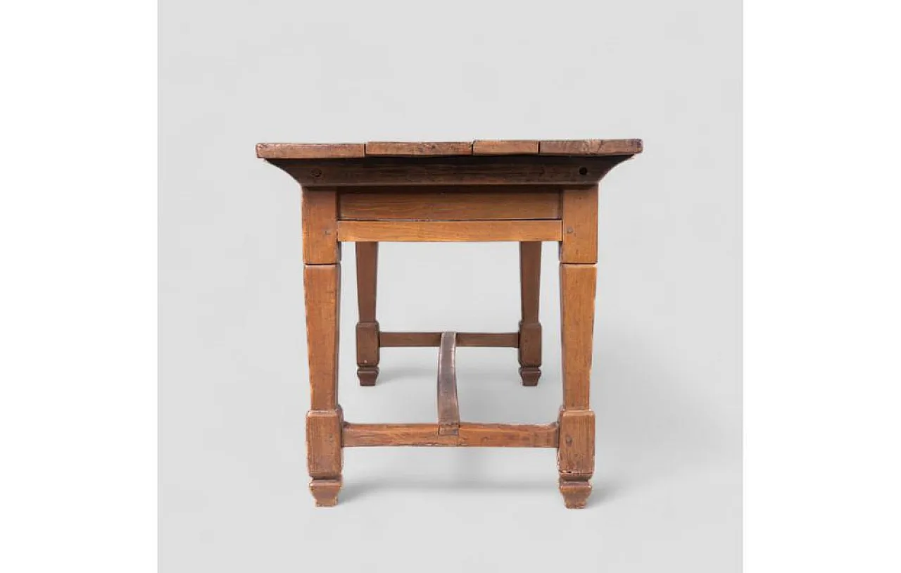 Rustic wood table with 2 drawers, early 20th century 5