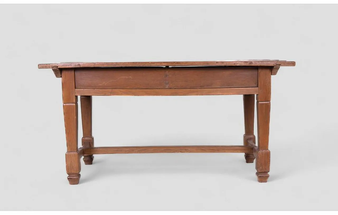 Rustic wood table with 2 drawers, early 20th century 6