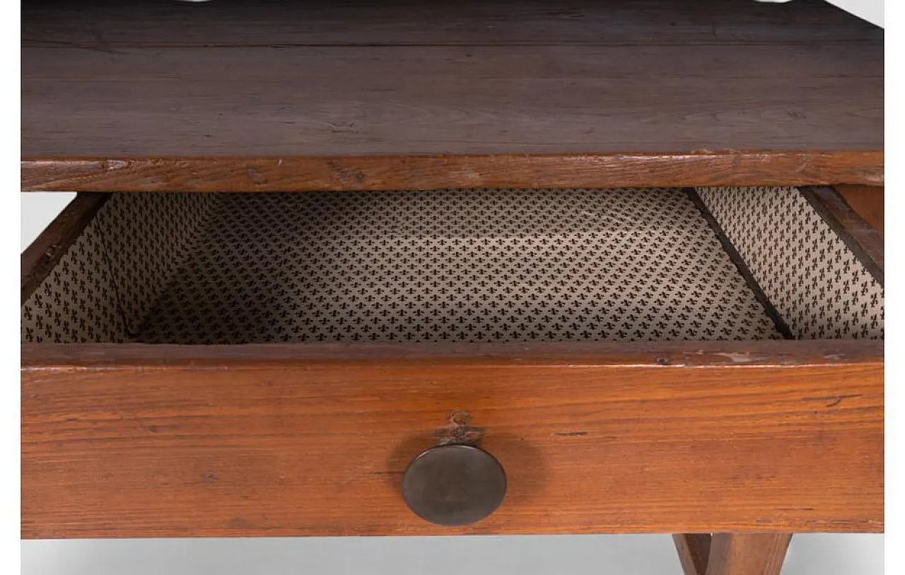 Rustic wood table with 2 drawers, early 20th century 9