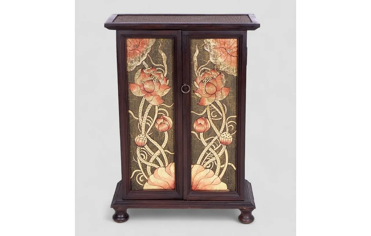 Thai cabinet in acacia wood with rattan inserts, 20th century 2