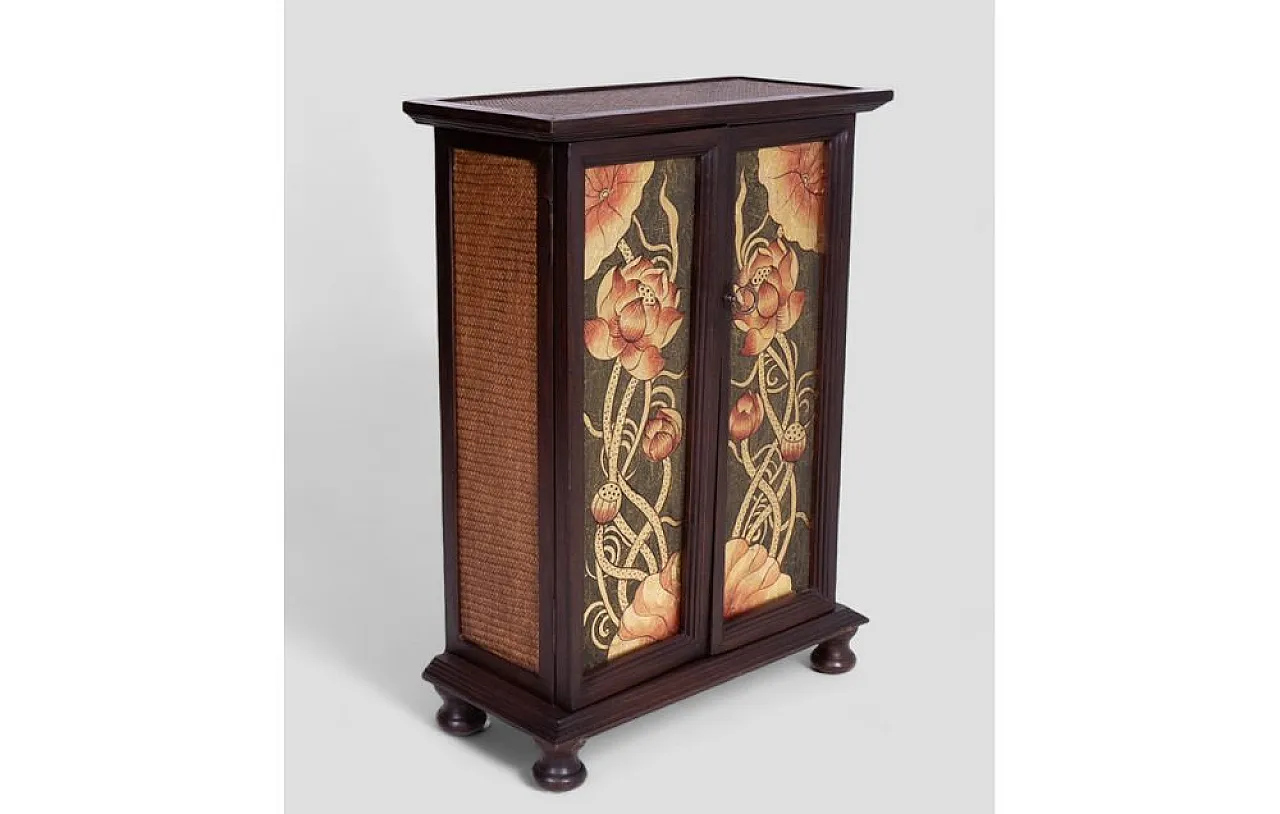 Thai cabinet in acacia wood with rattan inserts, 20th century 3