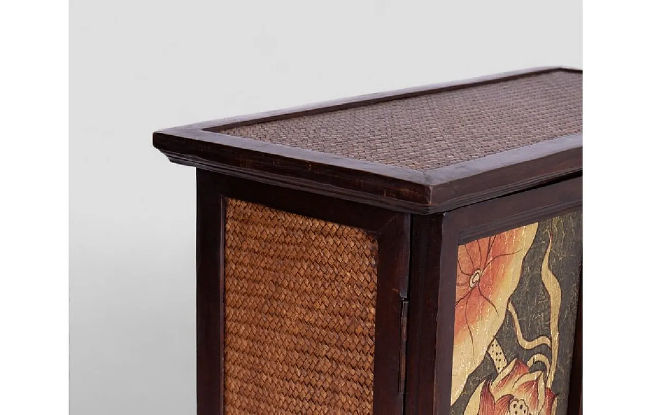 Thai cabinet in acacia wood with rattan inserts, 20th century 7