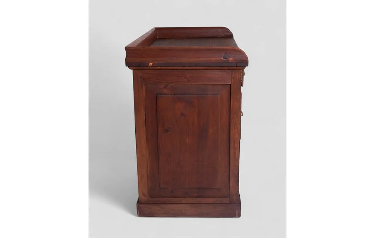Wood desk with drawers and brass details, 1960s 4