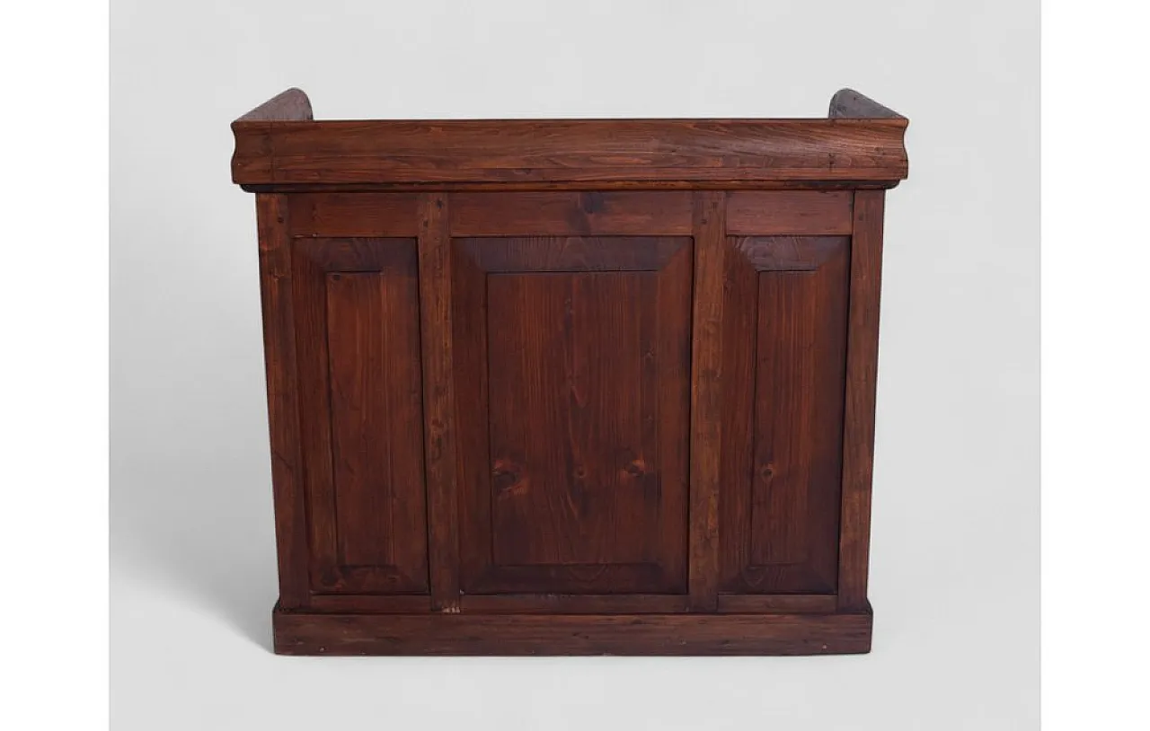 Wood desk with drawers and brass details, 1960s 5