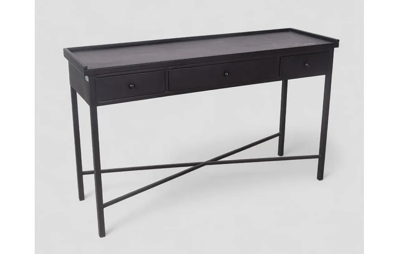 Black console table with three drawers, 20th century 3