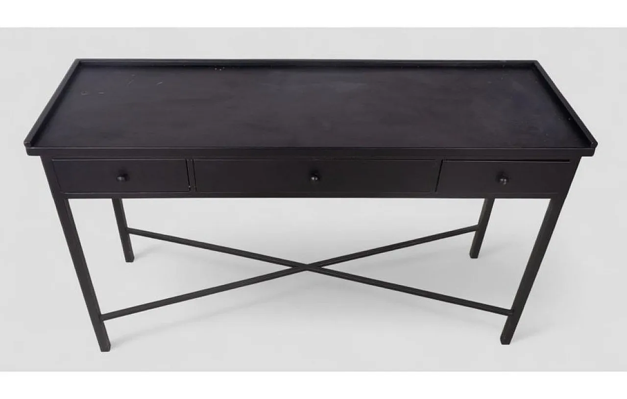 Black console table with three drawers, 20th century 4