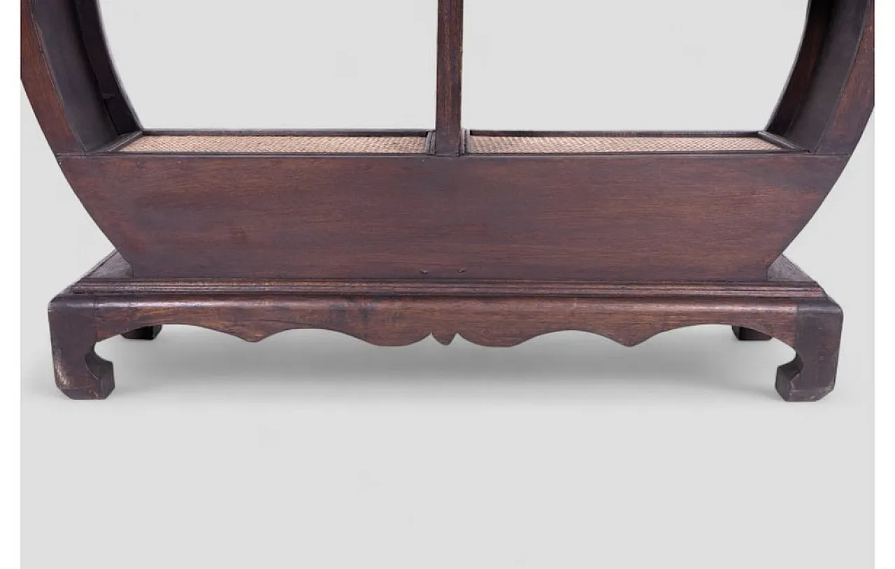 Cabinet in acacia wood and rattan with shelves and drawers, 1960s 9