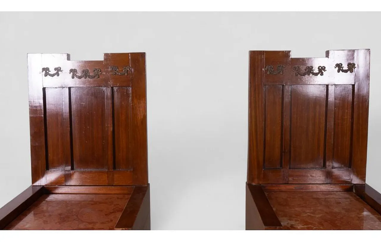 Pair of wooden mightstands with red marble top, 20th century 7