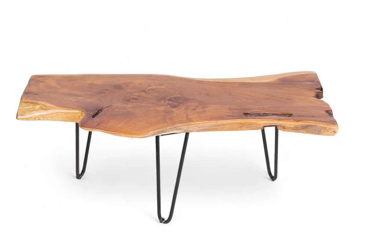 Industrial coffee rable in cedar wood and iron, 1980s 1