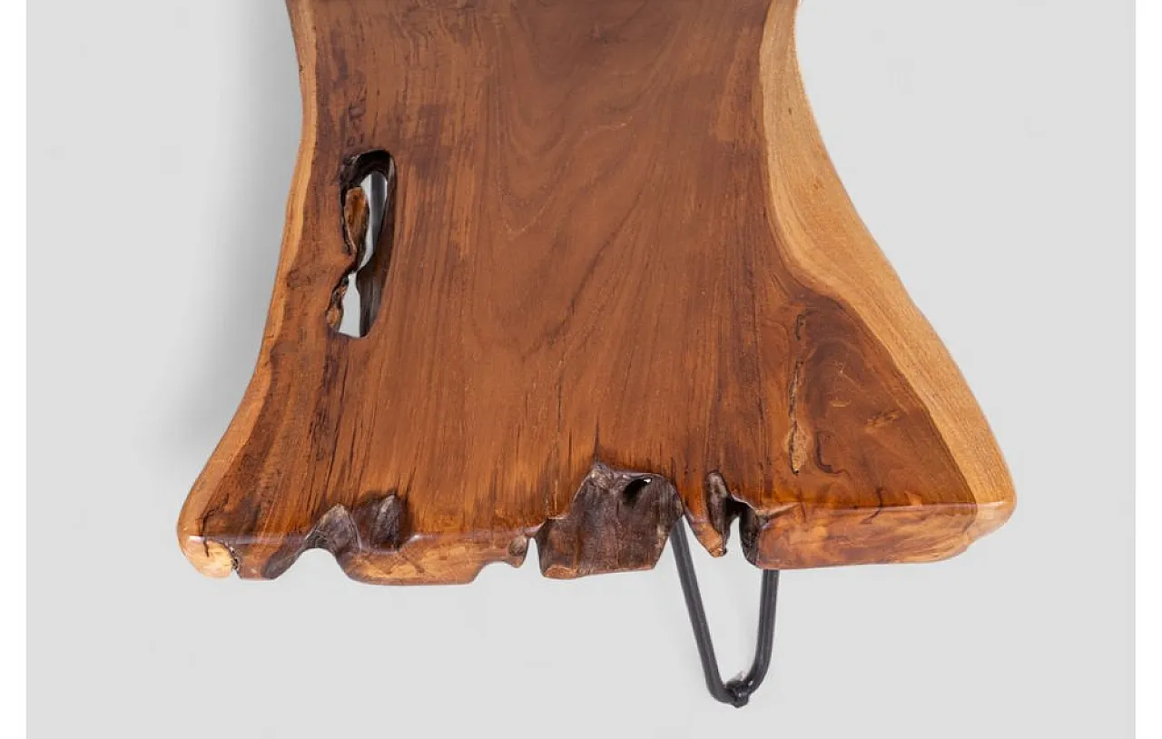 Industrial coffee rable in cedar wood and iron, 1980s 5