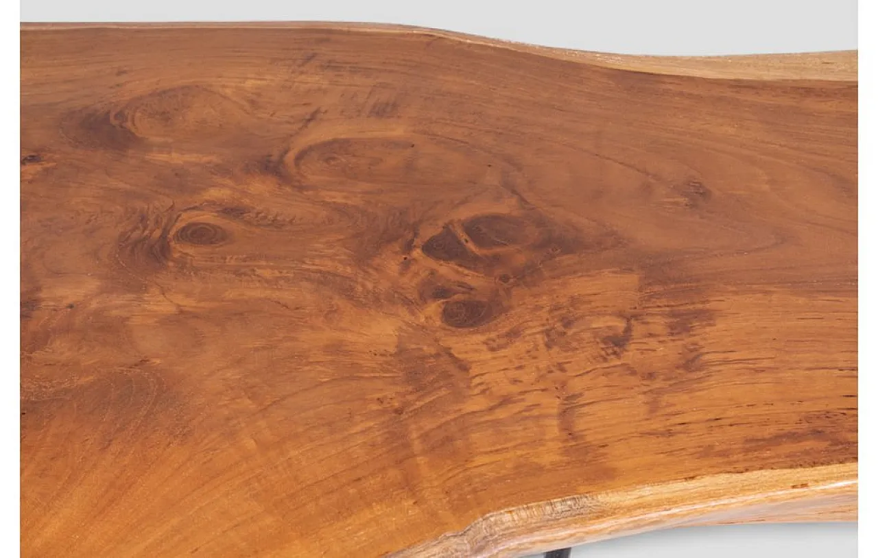 Industrial coffee rable in cedar wood and iron, 1980s 6