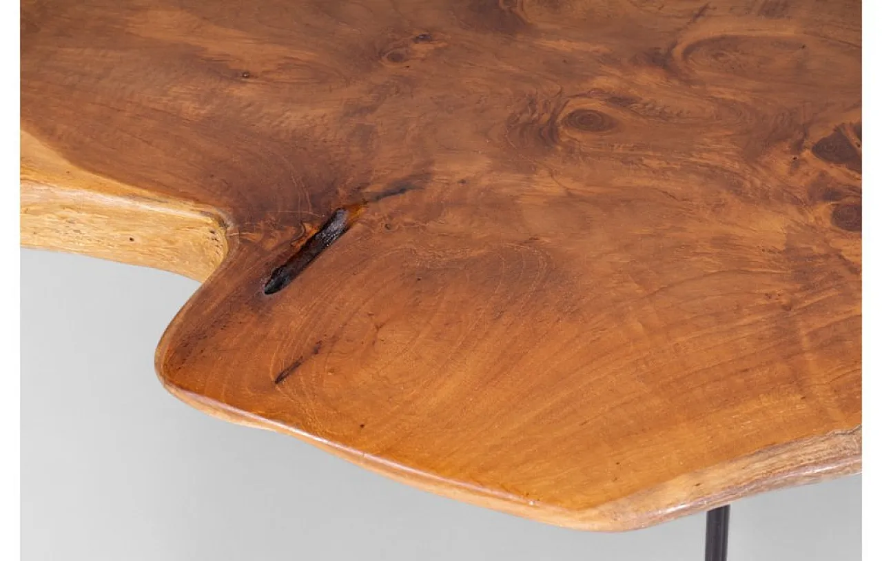 Industrial coffee rable in cedar wood and iron, 1980s 7