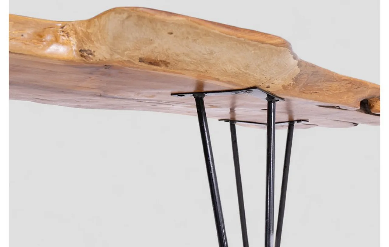 Industrial coffee rable in cedar wood and iron, 1980s 8