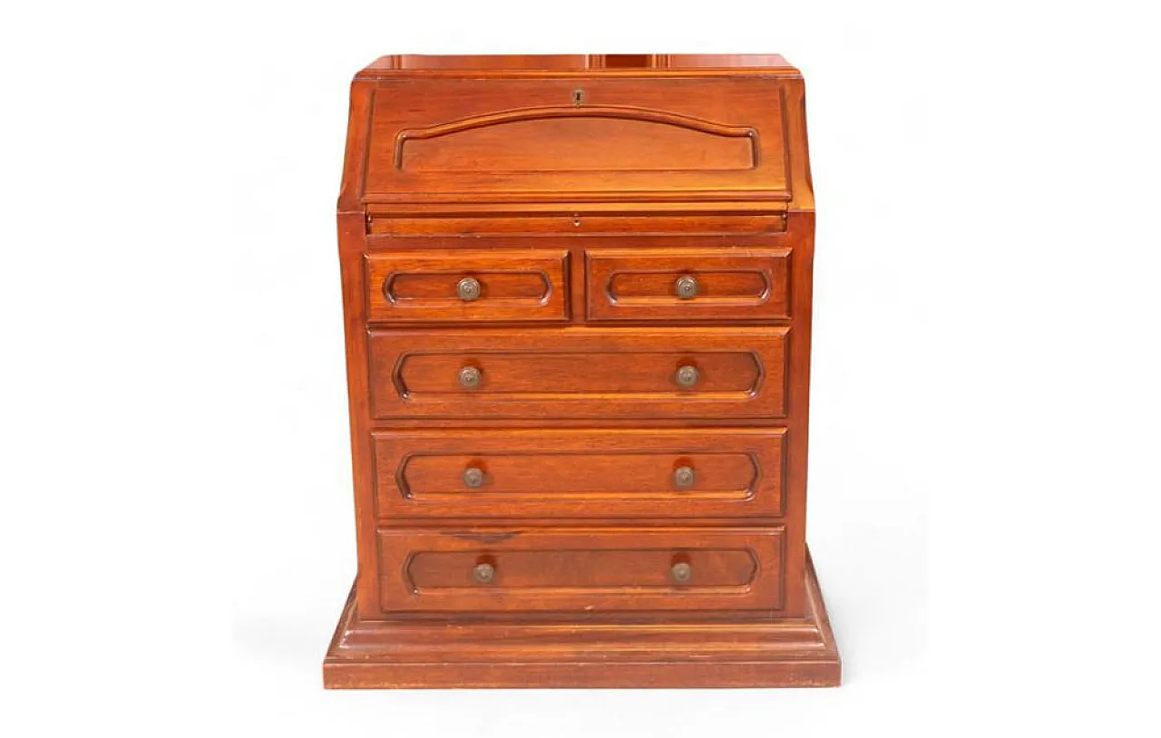 Drop-front desk in wood with drawers, 20th century 1