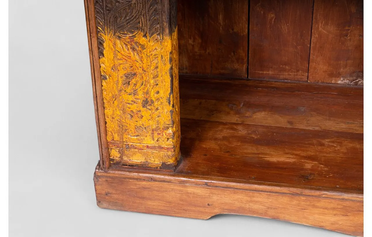 Indian teak wood bookshelf with decorative carvings, 1950s 6