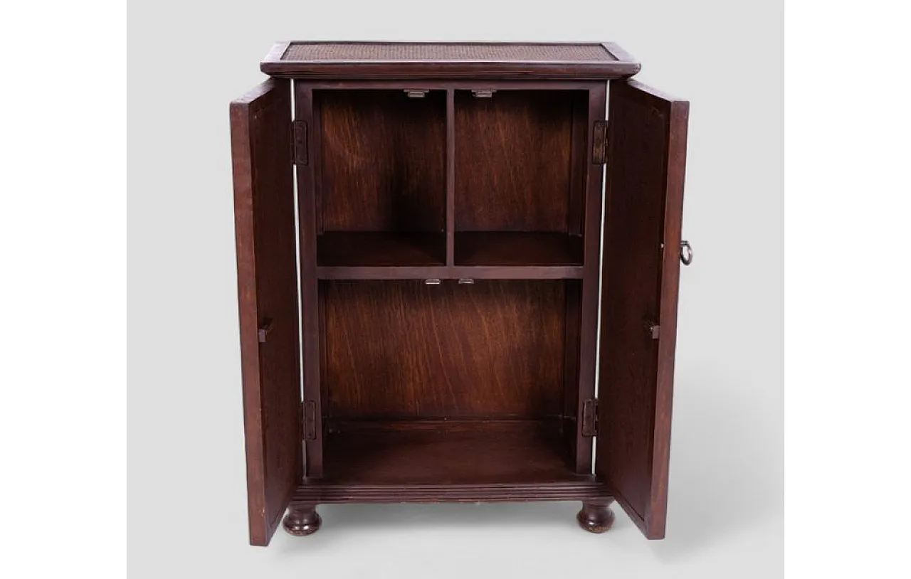 Thai cabinet in acacia wood with rattan inserts, 1960s 4