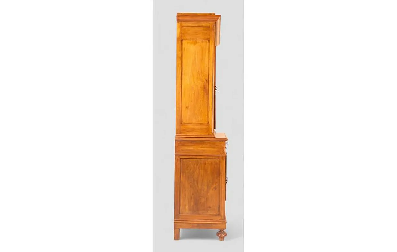 Wood cabinet with hutch and glass doors, 1980s 5