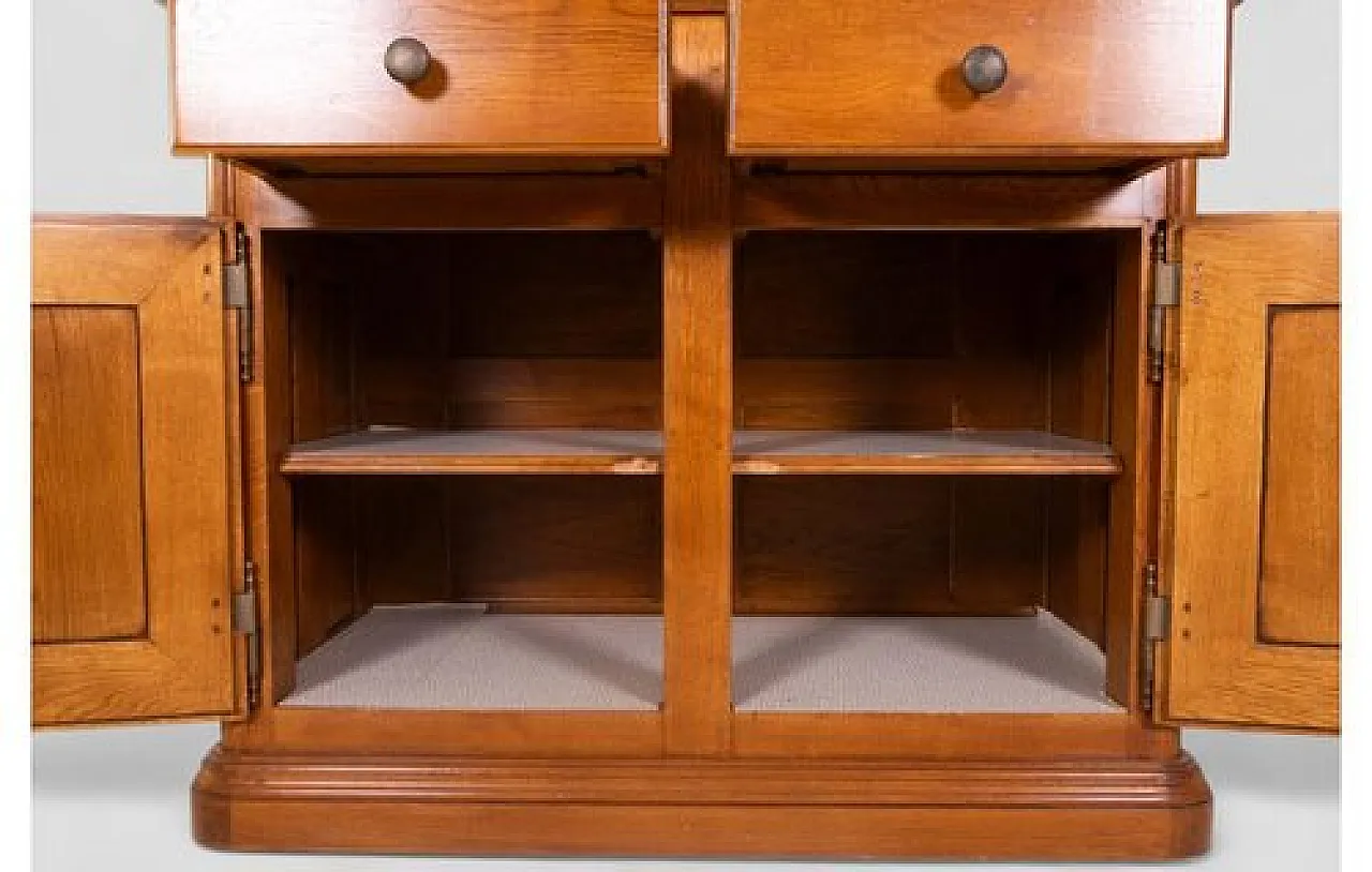 Wood sideboard with upper glass cabinet and central drawers, 1960s 11