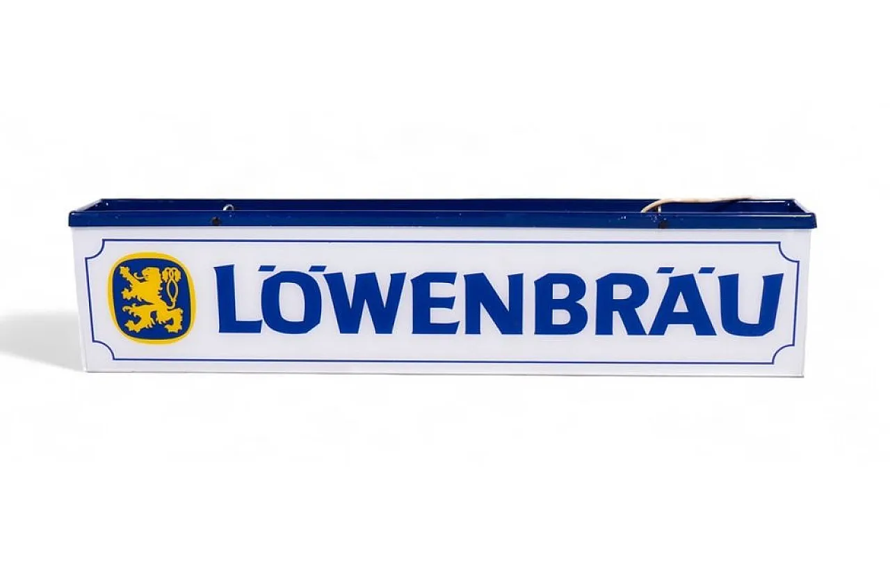 Insegna luminosa in plastica e ferro di Löwenbräu, anni '80 1