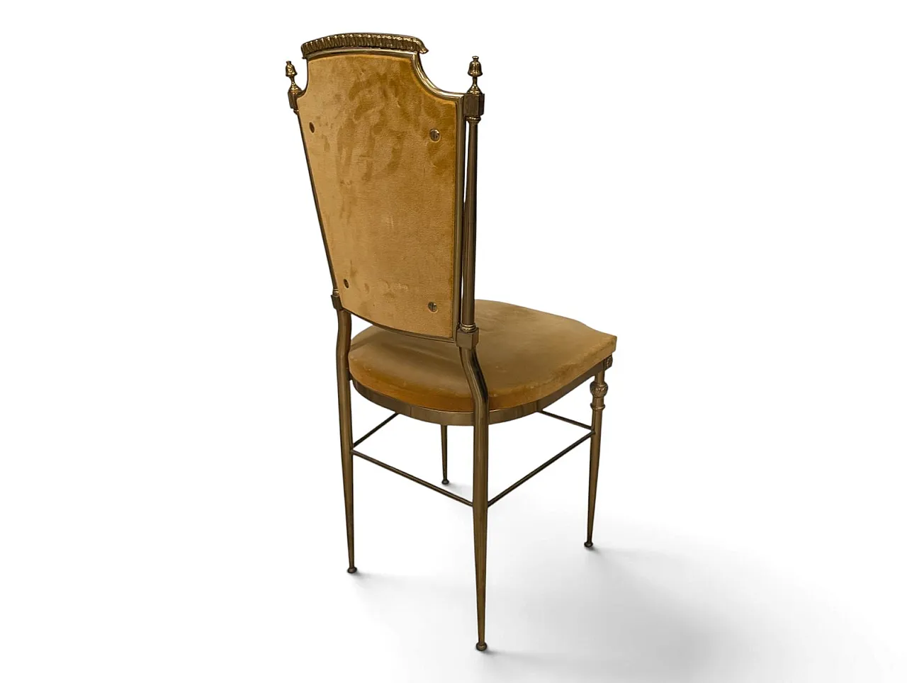 6 Brass and mustard velvet chairs, 1960s 6
