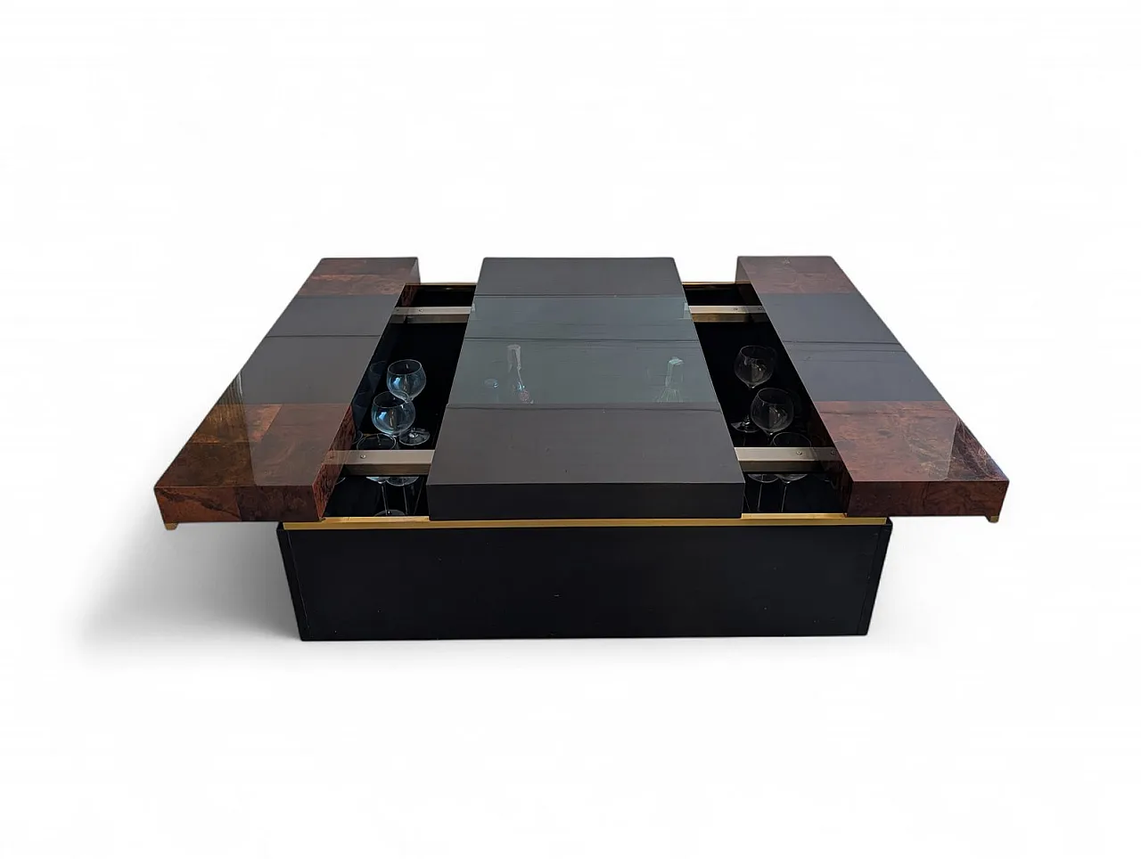 Walnut burl coffee table, 1970s 1