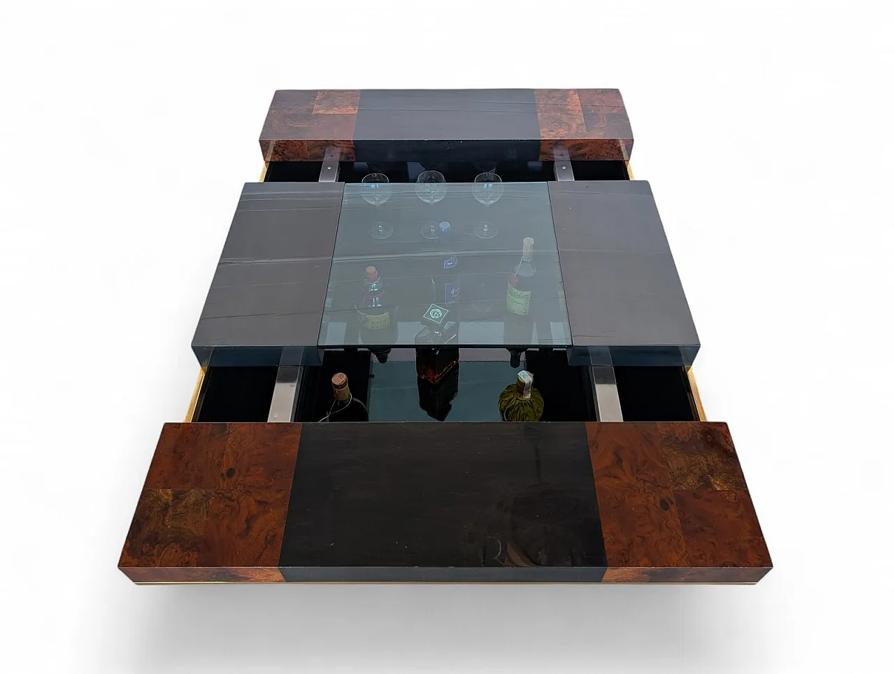 Walnut burl coffee table, 1970s 6