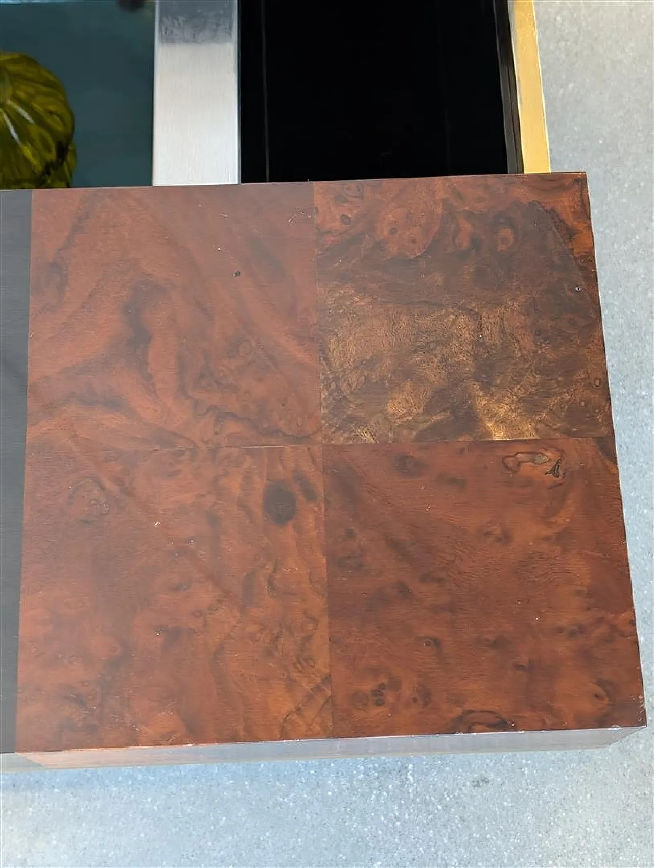 Walnut burl coffee table, 1970s 8