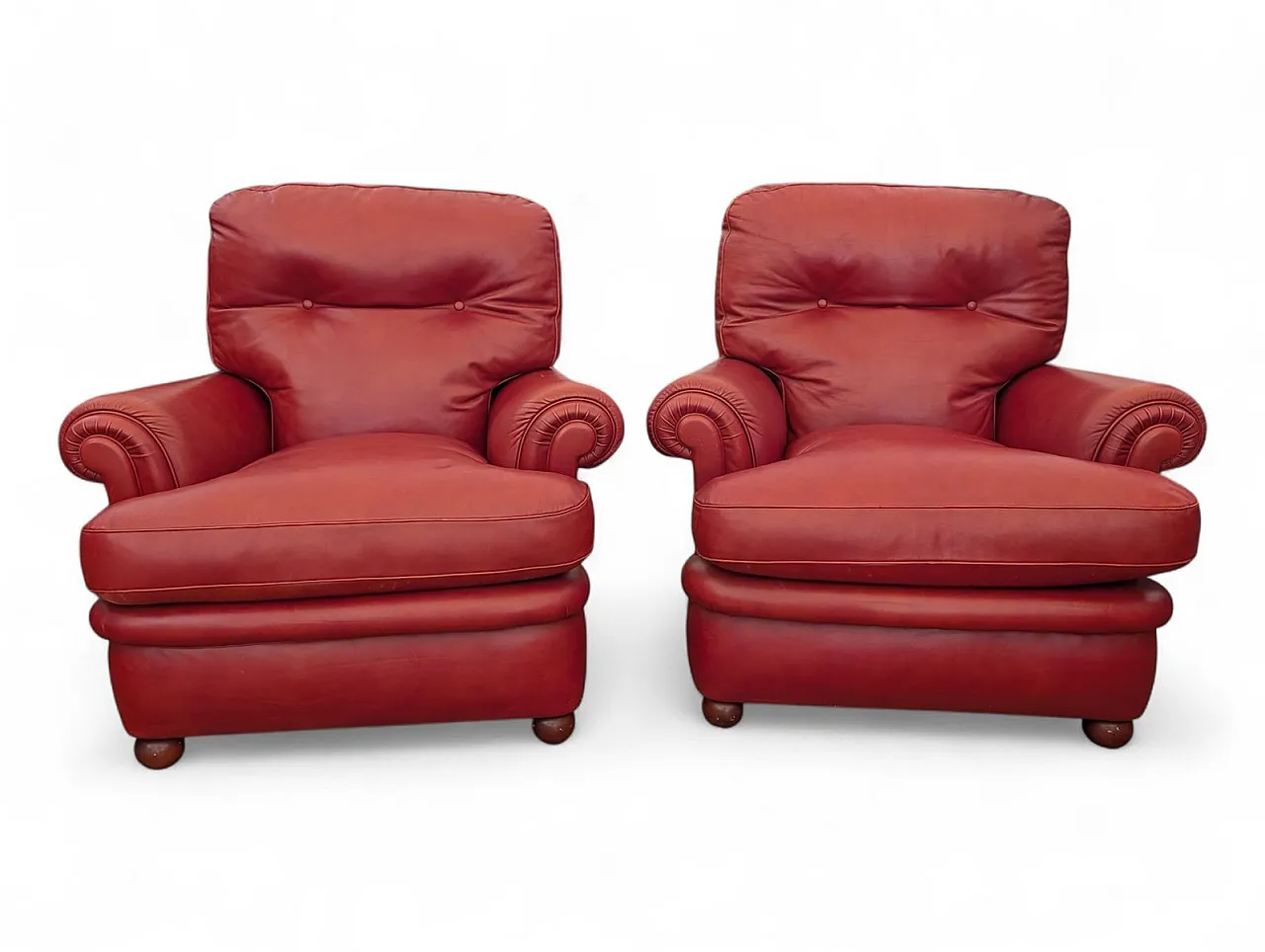 Pair of leather chairs from Poltrona Frau, 1980s 1