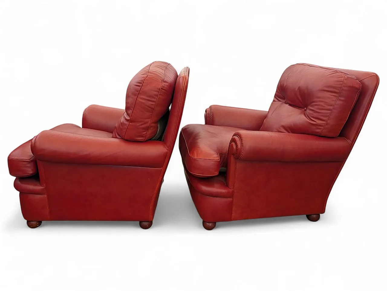 Pair of leather chairs from Poltrona Frau, 1980s 4