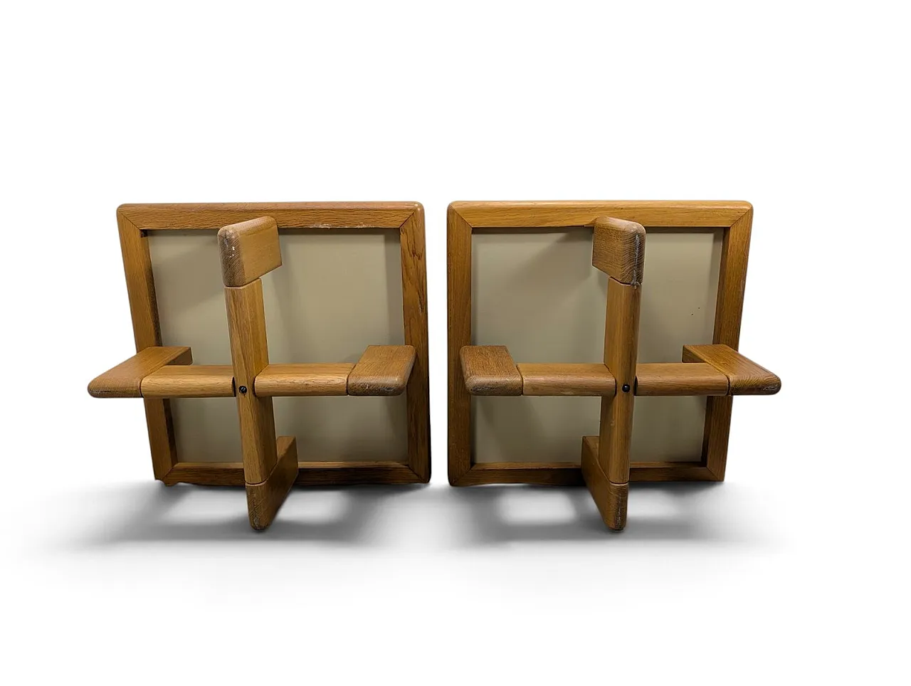 Pair of wooden and mirrored glass coffee tables, 1970s 4