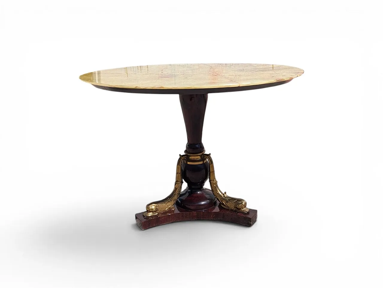 Empire style central table with onyx top, 1950s 2