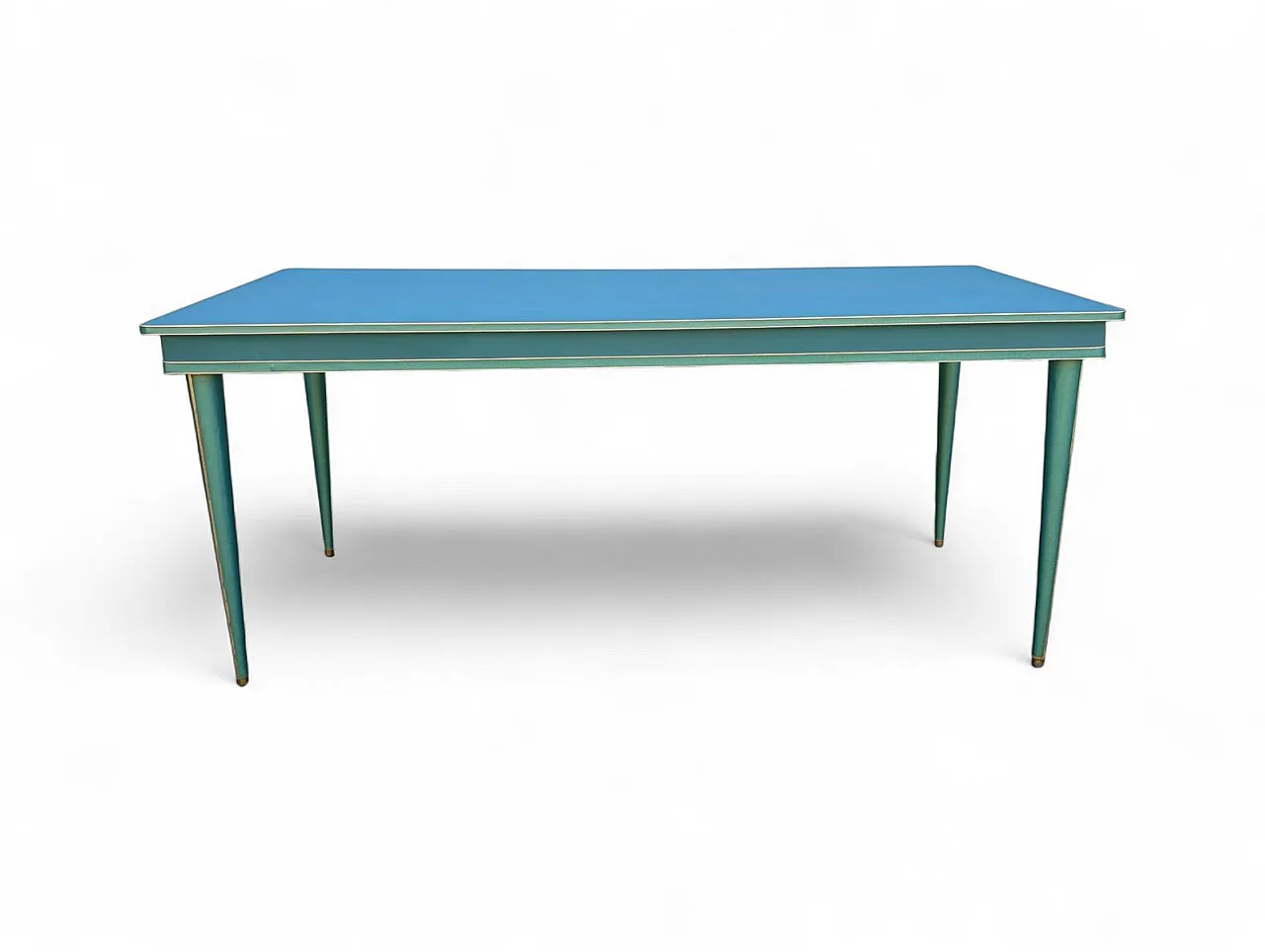 Aqua green dining set with gilt details by Umberto Mascagni, 1950s 3