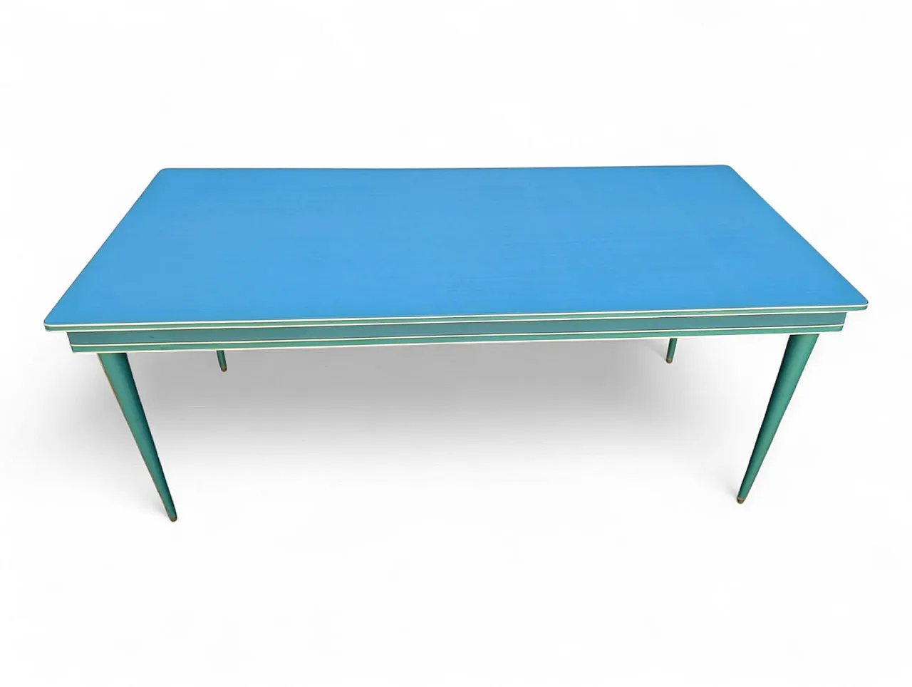 Aqua green dining set with gilt details by Umberto Mascagni, 1950s 4