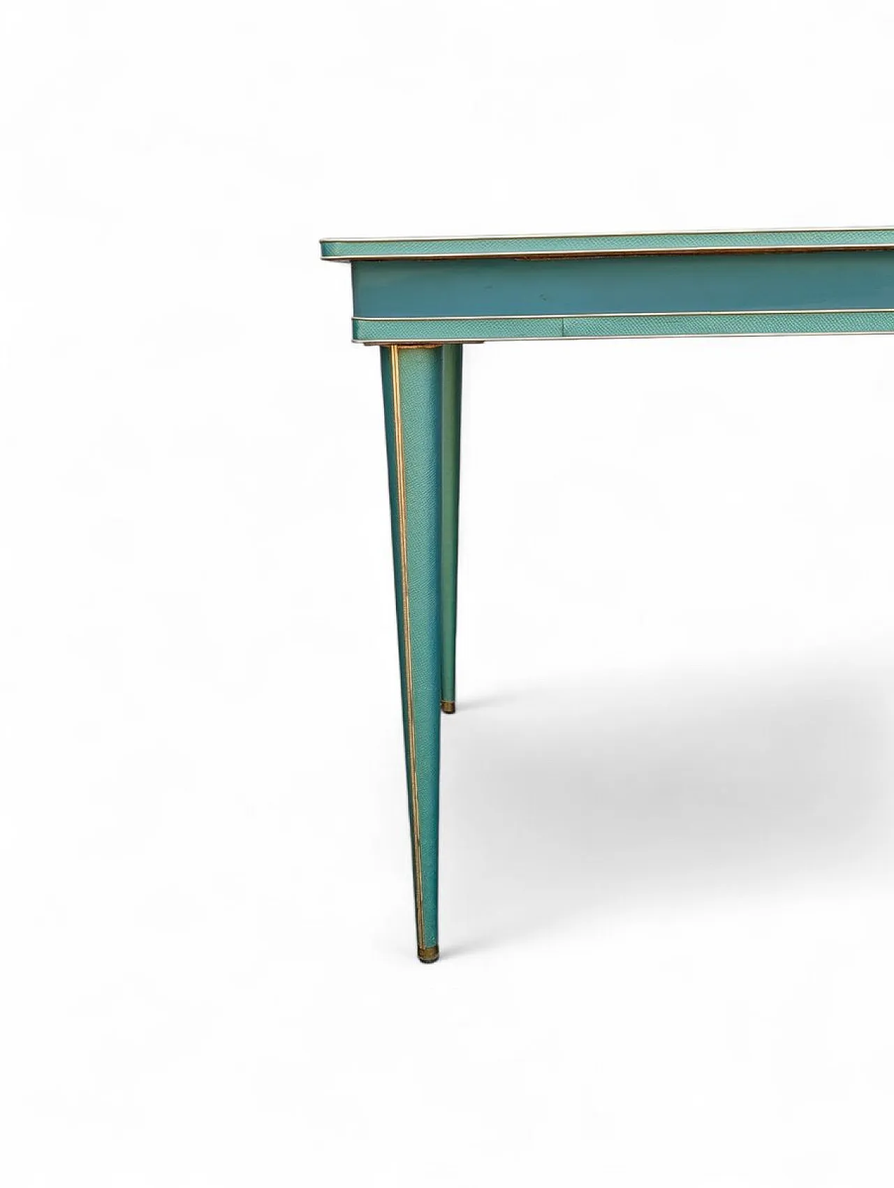 Aqua green dining set with gilt details by Umberto Mascagni, 1950s 5