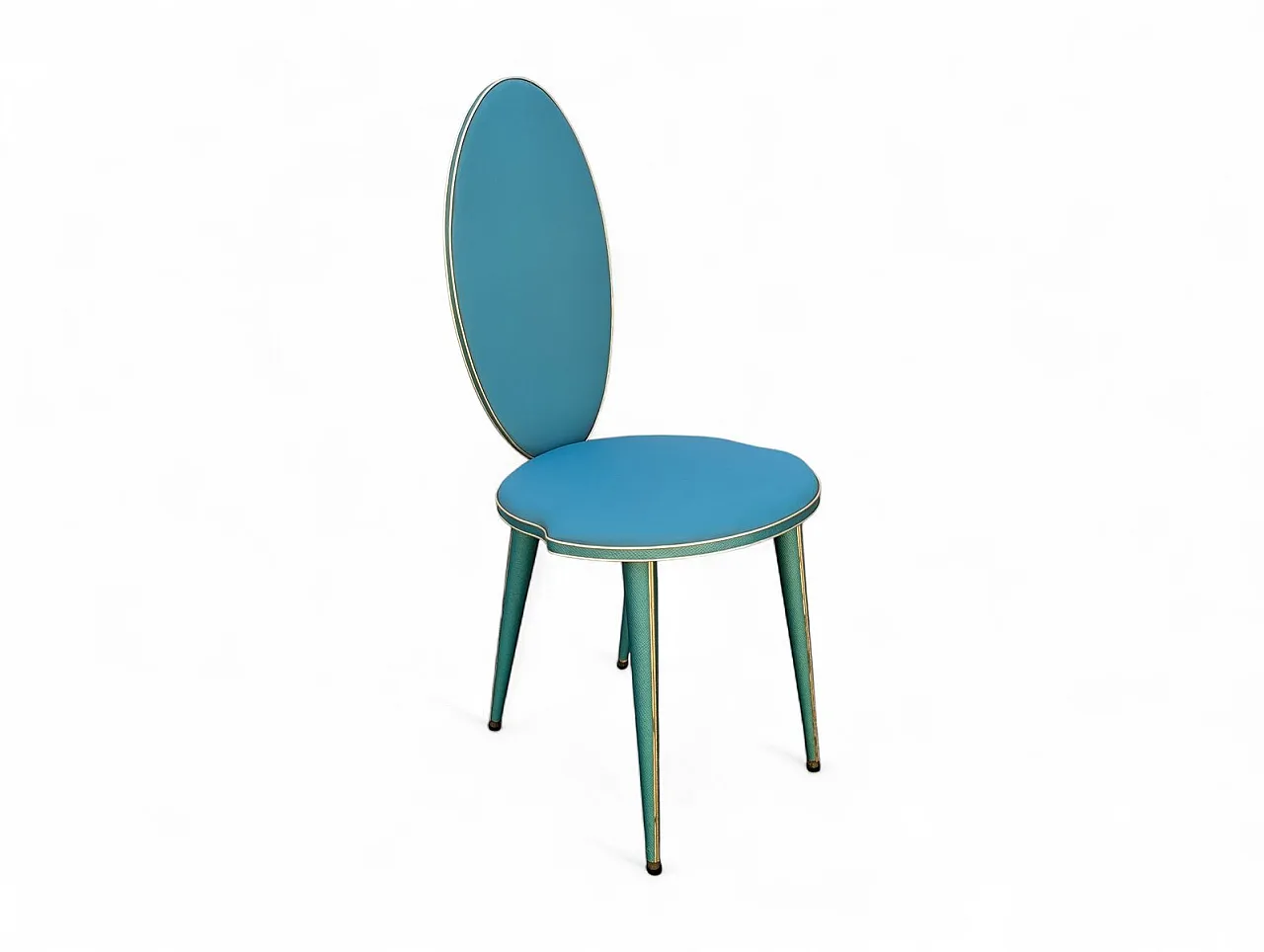 Aqua green dining set with gilt details by Umberto Mascagni, 1950s 13