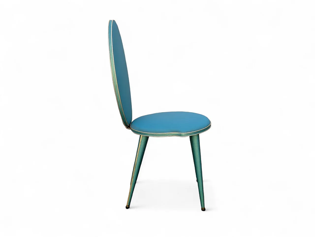 Aqua green dining set with gilt details by Umberto Mascagni, 1950s 14