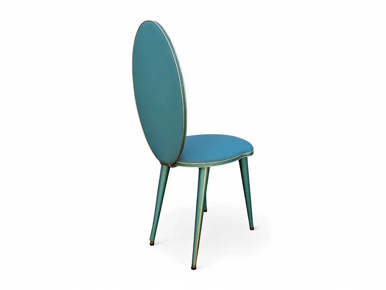 Aqua green dining set with gilt details by Umberto Mascagni, 1950s 15