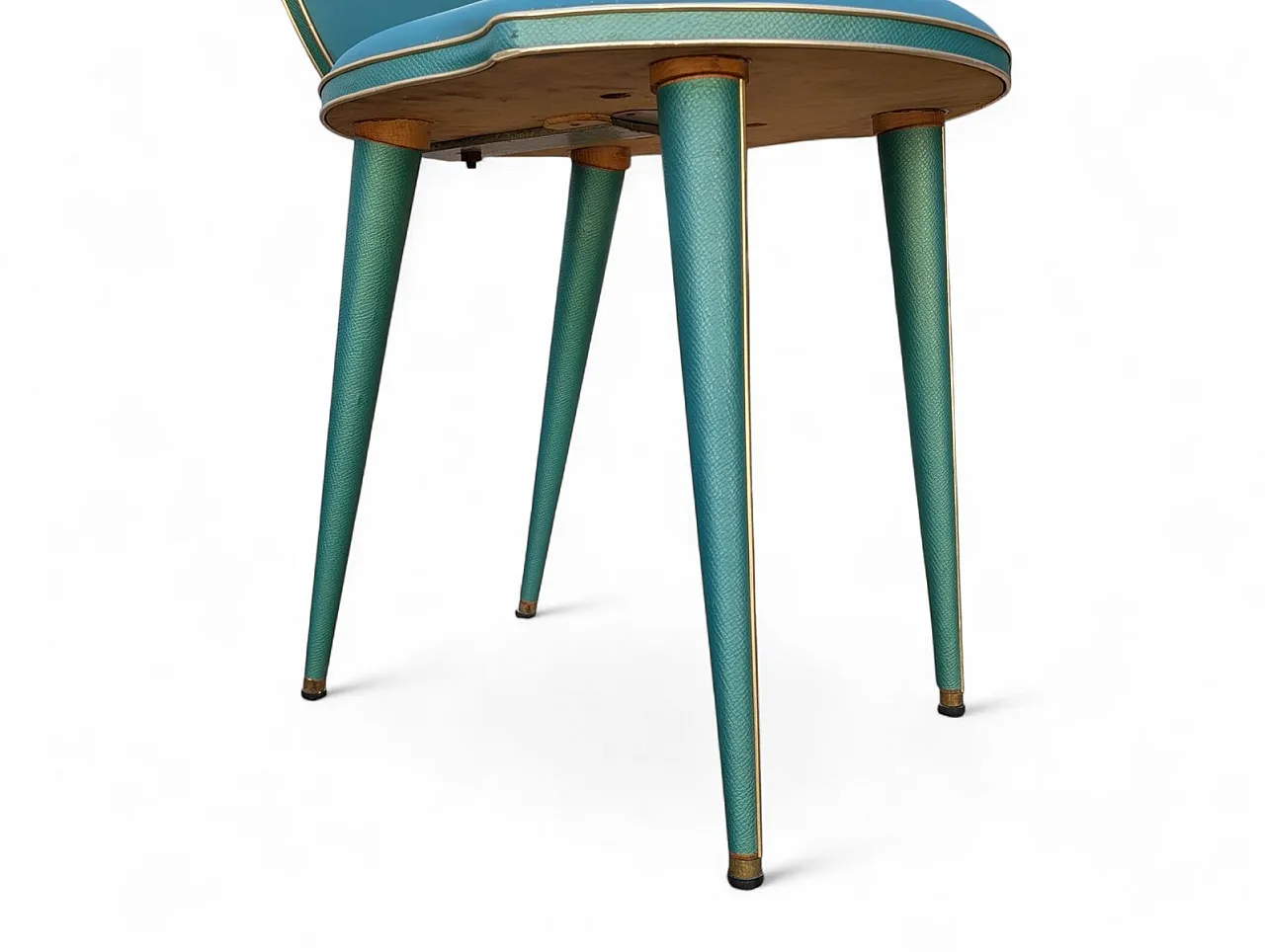Aqua green dining set with gilt details by Umberto Mascagni, 1950s 21