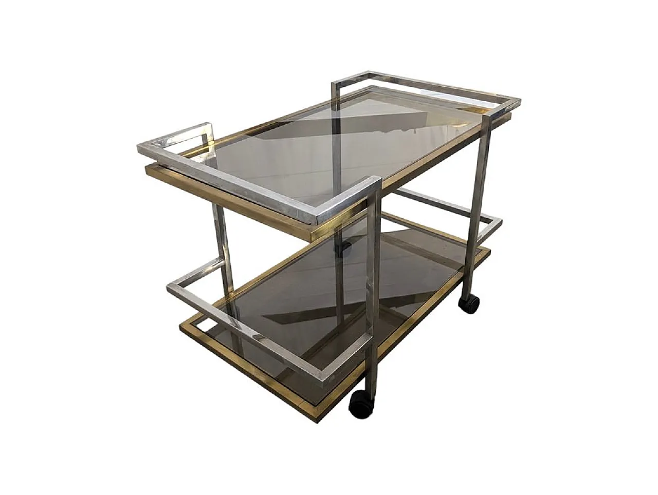 Gilt metal bar trolley, 1970s 3