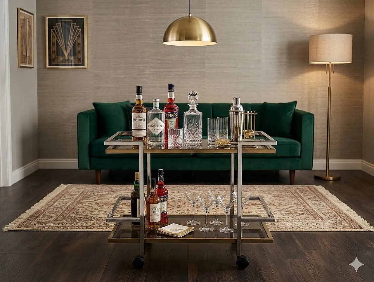Gilt metal bar trolley, 1970s 8