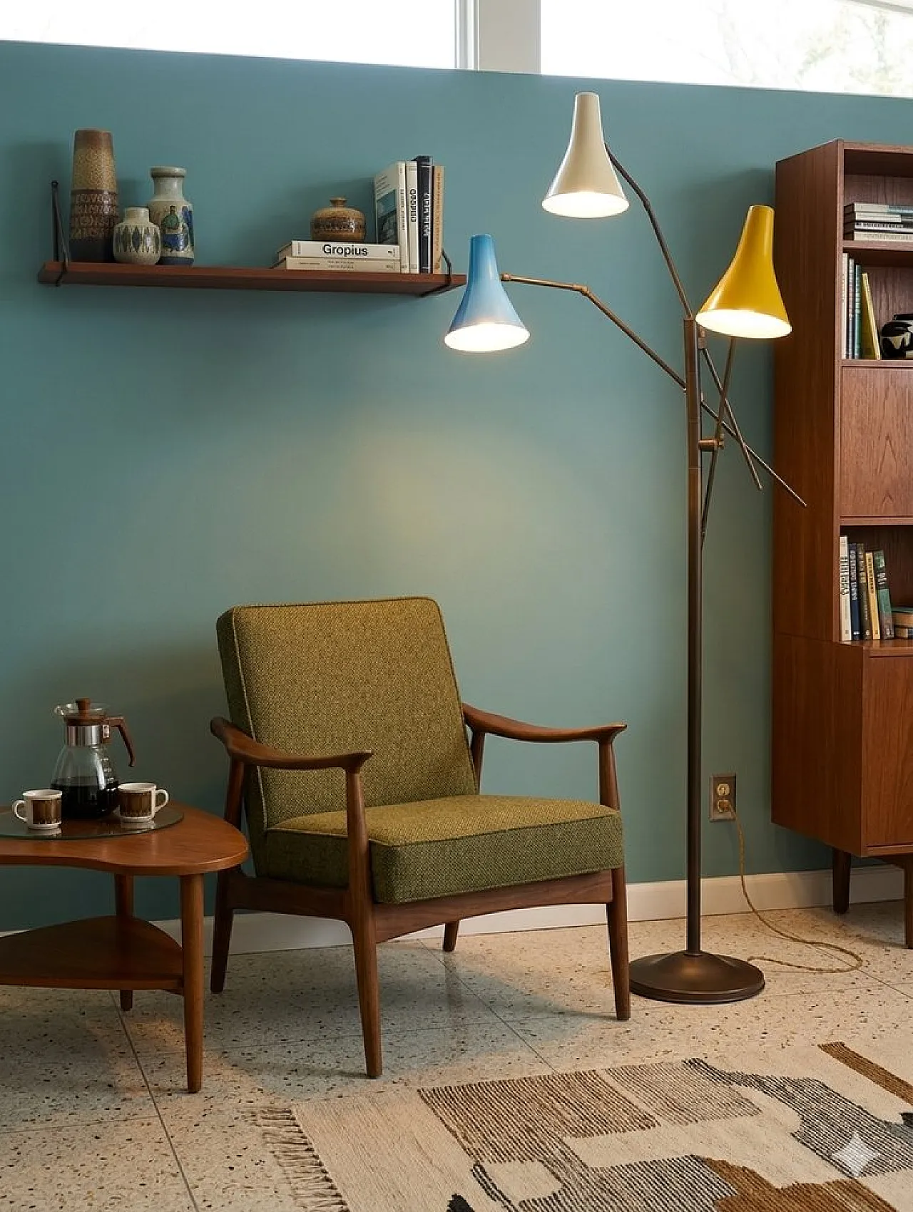 Mid-Century Modern three-arm floor lamp, 1950s 2