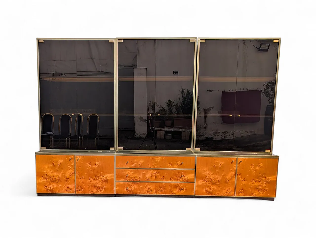 Burl wood display cabinet, 1980s 1