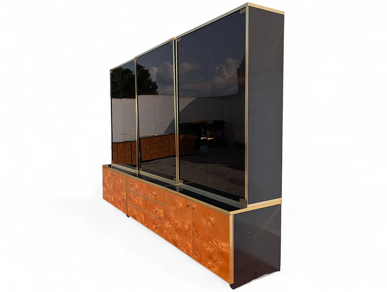 Burl wood display cabinet, 1980s 2