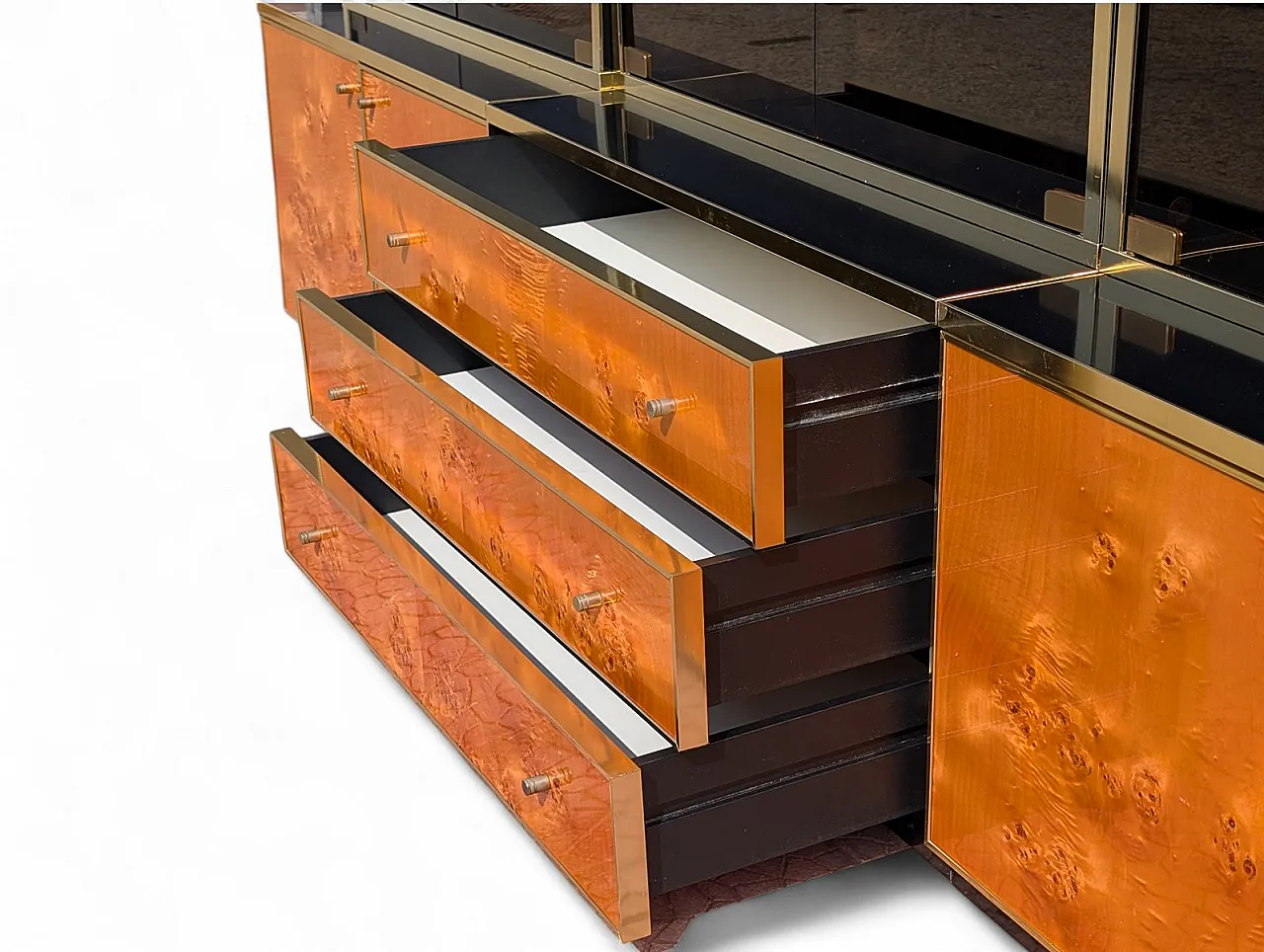 Burl wood display cabinet, 1980s 8