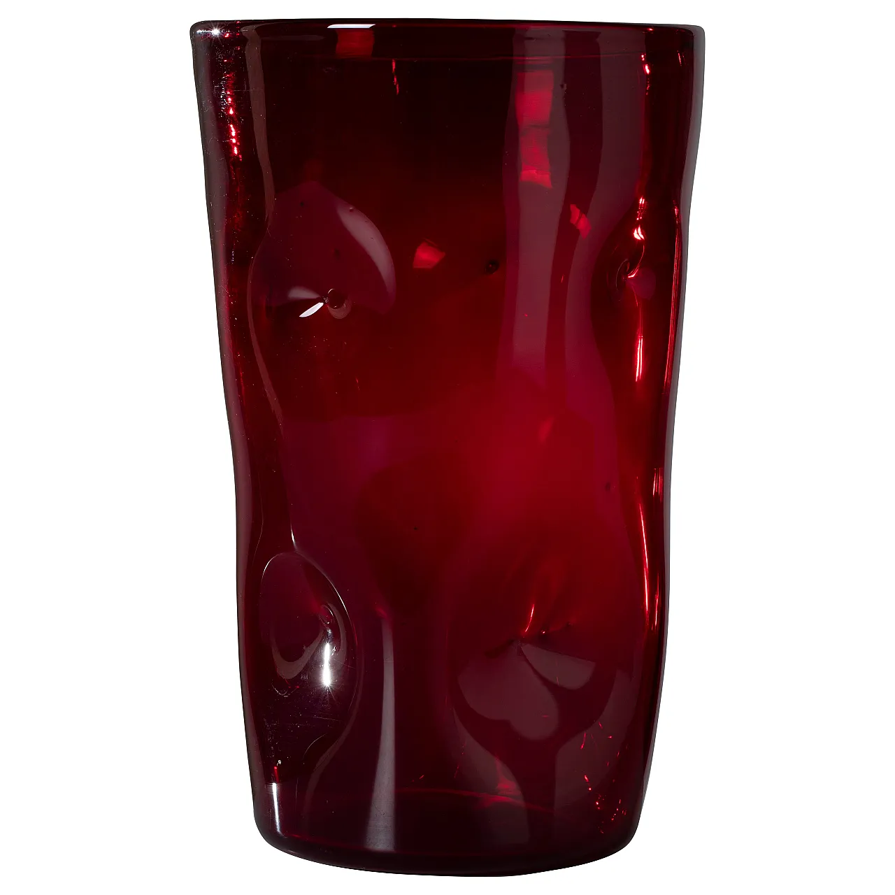 Empoli glass vase in ruby red, 1950s 1
